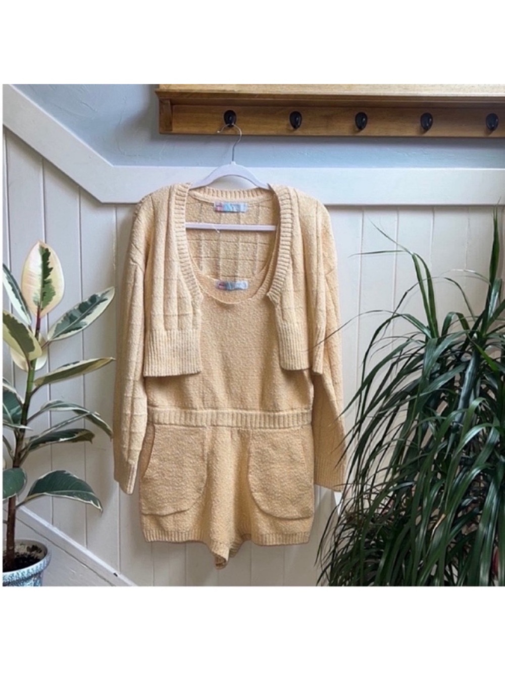 NWOT Free People Beach Declan Knit Sweater Set in Sunset Gold 100% Cotton